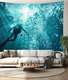 cheap -Diving Ocean Hanging Tapestry Wall Art Large Tapestry Mural Decor Photograph Backdrop Blanket Curtain Home Bedroom Living Room Decoration