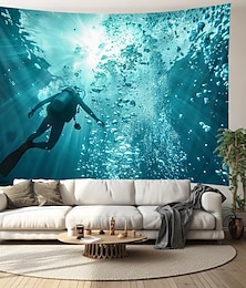 cheap -Diving Ocean Hanging Tapestry Wall Art Large Tapestry Mural Decor Photograph Backdrop Blanket Curtain Home Bedroom Living Room Decoration