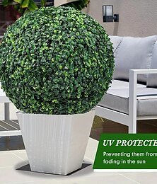 billige -topiary ball kunstige utendørs buksbom kuler topiary naturtro planter, rund topiary for innendørs/utendørs dekor, semper verde grønn