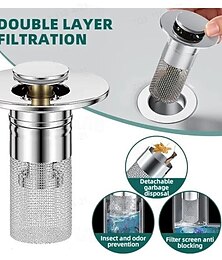 economico -filtro di scarico del lavandino del bagno, filtro di scarico del lavandino a scomparsa con cestello filtro in acciaio inox rimovibile, tappo di scarico del lavandino del bagno, per la sostituzione del tappo del lavandino del bagno negli Stati Uniti