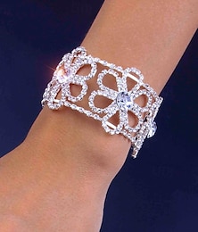 billige -Dame Tennisarmbånd Utskjæring Blomst Dyrebar Mote Luksus Strass Armbånd Smykker Sølv / Gull Til Gave Engasjement