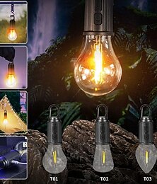 billige -bærbar campinglampe led campinglampe med krog bærbar lanterne type-c opladning vandtæt til vandrefiskeri