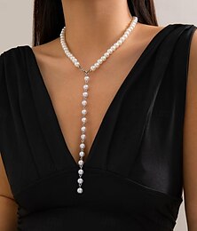 preiswerte -Anhänger Halskette Perlen Damen Personalisiert Süß Kreuz und quer Niedlich Y geformt Modische Halsketten Für Hochzeit Party