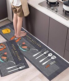 abordables -Tapis antidérapant de cuisine imperméable et résistant à l'huile 2 pièces, tapis antidérapant de salle de bain, coussin de chambre, tapis de salon, paillasson, tapis de cuisine - 40 * 60 cm + 40 *