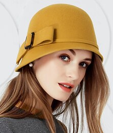 voordelige -hoeden hoofddeksels 100% wol bolhoed / clochehoed bucket hat fedorahoed bruiloft theekransje elegante bruiloft met strik pet hoofddeksel hoofddeksels