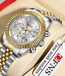 お買い得  -Men Quartz Watch Fashion Business Wristwatch Luminous Calendar Waterproof Decoration Steel Watch