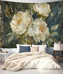 رخيصةأون -الفاوانيا الذهبية معلقة نسيج جدار الفن نسيج كبير جدارية ديكور صورة خلفية بطانية الستار غرفة نوم المنزل غرفة المعيشة الديكور