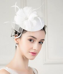 お買い得  -ヘッドバンド、ファシネーターハット、シナメイ、山高帽/クローシュハット、ソーサーハット、ピルボックスハット、ウェディング、ティーパーティー、エレガントなウェディング、羽根付き、花柄のヘッドピース、帽子