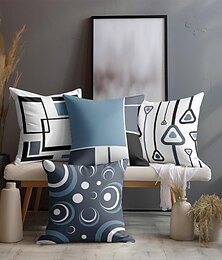 voordelige -decoratieve toss blauwe geometrische kussensloop 4 stuks zachte vierkante kussenhoes kussensloop voor slaapkamer woonkamer slaapbank stoel
