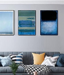 abordables -peint à la main bleu ciel marque rothko toile peinture art abstrait décor moderne mur art contemporain peinture décor à la maison cadeau cadre tendu prêt à accrocher