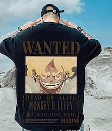 billige -One Piece Monkey D. Luffy Cosplay kostyme T-skjorte Tegneserie Trykt mønster Mønster Harajuku Graphic Kawaii Til Herre Dame Voksne Maskerade Tilbake til Skolen 3D-utskrift Gate Fritid / hverdag