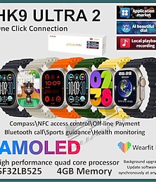 cheap -HK9 ULTRA 2 Smart Watch 2.12 inch Smartwatch Fitness Running Watch Bluetooth Temperature Monitoring Pedometer Call Reminder Compatible with Android iOS Women Men Long Standby Hands-Free Calls