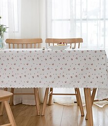 זול -מפת שולחן 100% כותנה בסגנון פרחוני בסגנון כפרי עם ציצית