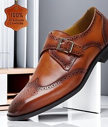 levne -pánské boty na pásek mnich black brown tan leather brogue buckle