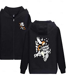 cheap -Haikyuu Shoyo Hinata Outerwear Zip-Up Hoodie Anime Front Pocket Harajuku Graphic Outerwear For Couple's Men's Women's Adults' Hot Stamping Party Casual Daily