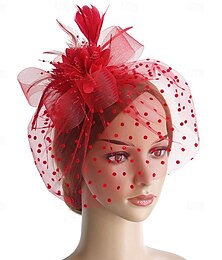 billiga -fascinators hattar Huvudbonader Organza Solhatt Hög hatt Slöjahatt Hästrace cocktail Elegant Vintage Med Fjäder Rosetter Hårbonad Huvudbonader