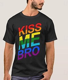abordables -LGBTLGBTQ Manches Ajustées Chemises de fierté à imprimé arc-en-ciel Embrasse-moi mon frère Drôle Lesbienne Gays Pour Couple Unisexe Adulte Mascarade Estampage à chaud Défilé de la fierté Mois de la