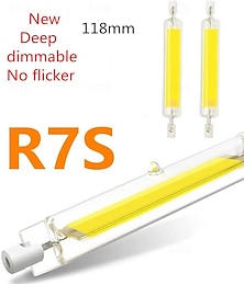 abordables -Bombilla LED de mazorca de tubo de vidrio r7s, regulable, sin parpadeo, lámpara de maíz r7s de alta potencia de 118mm, j118, reemplaza la luz halógena, ac110v, 220v, pantallas de lámpara
