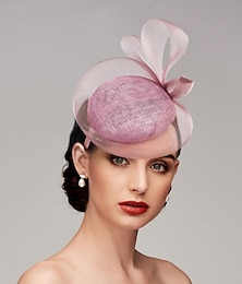 cheap -Headbands Fascinators Net Saucer Hat Wedding Tea Party Horse Race Ladies Day With Bows Flower Headpiece