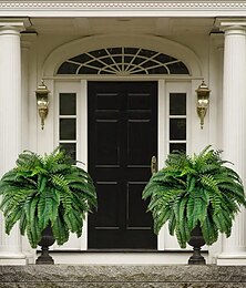 cheap -Growhabity Ferns, UV Resistant Lifelike Artificial Boston Fern, Artificial Ferns for Outdoors, Faux Ferns Fake Ferns Artificial Plants, Fake Boston Fern for Porch Window Home Decor(Needed 4 Bundle to fill a pot the size of the one in the AD)