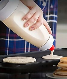 billiga -pannkakssmet dispenser och mixer med mixerball tråd visp smet flaska pressa kök pancake shaker smet dispenser flaska bakverktyg för cupcakes, muffins, crepes och mer