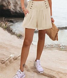 economico -Per donna Pantaloncini ispirati al lino Chinos Shorts Essenziale Casual Corto Vita Alta Semplice Tasca Taglio alto Traspirabilità Morbido Micro-elastico Casual Quotidiano Weekend Vinaccia Nero Bianco
