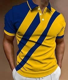 economico -Per uomo Camicia da golf Golf polo da golf Ufficio Informale Bavero Manica corta Essenziale Moderno Color Block Collage Pulsante Primavera estate Standard Giallo Rosso Blu Arancione Nero - rosso