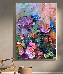 preiswerte -handgefertigtes Ölgemälde auf Leinwand, Wandkunst, Dekoration, abstrakte Blumen für die Inneneinrichtung, gerolltes, rahmenloses, ungedehntes Gemälde