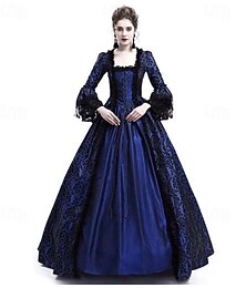 abordables -Inspiré vintage Costume de fête Manches Evasées Col carré Déguisement Femmes Halloween Carnaval Mascarade Robe Fête / Cocktail Carnaval de Venise Adulte Robe Toutes saisons