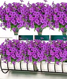 Недорогие -10 веток уличных искусственных цветов, эвкалипт с семью стеблями, фиолетовые фиалки, реалистичный цветочный букет для декоративных центральных элементов и цветочных композиций.