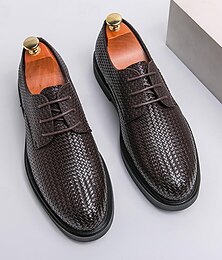 ieftine -Bărbați Oxfords Pantofi formali Pantofi rochie Plimbare Afacere gentleman britanic Nuntă Birou și carieră PU Augmentare Înălțime Comfortabil Anti-Alunecare Dantelat Negru Maro Primăvară Toamnă