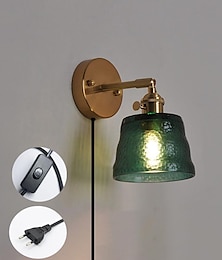 abordables -applique en verre plug in/no plug lampe de chevet lampe de lecture tête de lit lumières murales e27 luminaire pour mur de fond salon