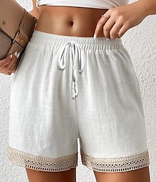 abordables -Femme Short Pantalon simple Décontractées Confort Court Taille haute Plein Cordon Taille elastique Respirabilité Doux Confortable Micro-élastique Vacances Casual Quotidien Fin de semaine Blanche Et