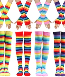 abordables -LGBTQ Arco iris Guantes Calcetines y Medias Adulto Mujer Homosexuales lesbiana Desfile del orgullo Mes del Orgullo Mascarada Disfraz de carnaval fácil
