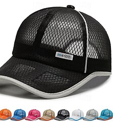 cheap -Men's Baseball Cap Sun Hat Trucker Hat Mesh Cap Black White Polyester Mesh Fashion Casual Street Daily Plain Adjustable Sunscreen Breathable