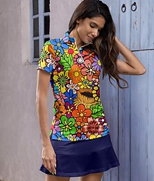 abordables -Femme T-shirt POLO Orange Manche Courte Top Vêtements de golf pour femmes, tenues, vêtements