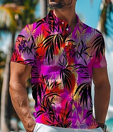 olcso -Növények Tropikus Férfi Alkalmi 3D Nyomtatott golf póló Szabadtéri Hétköznapi viselet Vakáció Poliészter Rövid ujjú Térfogatcsökkenés Pólóingek Arcpír rózsaszín Medence Tavaszi nyár S M L