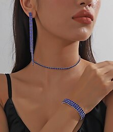 economico -Set di gioielli 4 pezzi Strass Lega Orecchini Collane Bracciali Per donna Elegante Vintage Semplice geometrico Di forma geometrica Parure di gioielli Per Matrimonio Anniversario Invitati del