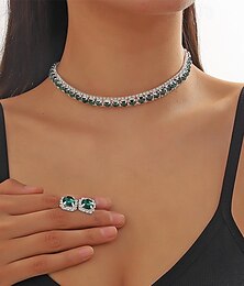olcso -Ékszer készlet 3db Strassz Ötvözet Fülbevalók Nyakláncok Női Elegáns Szüret Divat Mértani Geometriai Ékszer szett Kompatibilitás Esküvő Évforduló Esküvői vendég