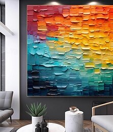 cheap -Handpainted Abstract Painting Palette Knife Painting Oil Painting Oil Artworks Artwork Modern Art Gifts Abstract Techniques Painting Frame Ready To Hang