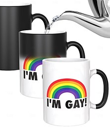 お買い得  -プライドマジックマグ、LGBTQゲイプライドギフト、私はゲイ、レインボーヒートチェンジマグ - 面白い失礼なマグ - 加熱するとメッセージが表示される - 完璧なノベルティギャグギフト