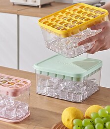 economico -set di vassoi per cubetti di ghiaccio, la pressa per ghiaccio vassoio in plastica per cubetti di ghiaccio con coperchio e contenitore - perfetta per congelatore, whisky e cocktail - facile rilascio e risparmio di spazio