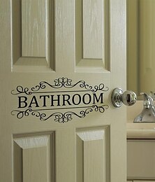 cheap -Letter Graphic Wall Sticker, English Logo Bathroom Wall Door Sticker, Removable Wall Decals For Home Bathroom, Home Decor