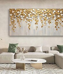 ieftine -vopsea de mână abstractă auriu și alb artă florală peisaj modern minimalist decor de acasă rafinat textură de flori artă de perete 3d originală artă cuțit de paletă fără cadru