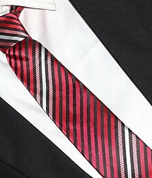 billige -1 stk mannsslips rød stripe bredde 8 cm brudgom brudgom slips forretningsleder slips