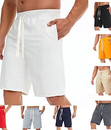 ieftine -Bărbați Pantaloni scurți de sudoare Pantaloni Scurți Pantaloni scurți de vară Pantaloni scurți de plajă Buzunar Cordon Talie elastică Simplu Confort Respirabil Scurt Concediu Vacanță Plajă Sport Modă