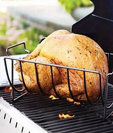 economico -1pc grill bbq costola rack supporto bistecca barbecue stand supporto arrosto cremagliera di pane tostato spiedini di pesce all'aperto barbecue rack picnic cremagliera costola stand barbecue all'aperto