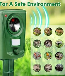 abordables -Repelente de animales ultrasónico con energía solar: sensor de movimiento impermeable disuasorio para gatos, perros, pájaros y vida silvestre en jardines &al aire libre