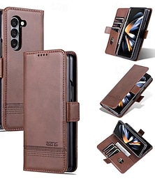 billiga -telefon fodral Till Samsung Galaxy Z Fold 5 Z Fold 4 Z Fold 3 Plånboksfodral Helkroppsskydd Stöd Kortplats Kontor / företag PC PU läder