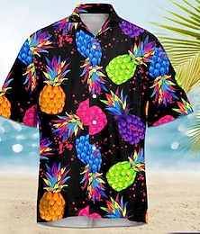 رخيصةأون -فاكهة أناناس كاجوال رجالي قميص هاواي الأماكن المفتوحة شارع فضفاض الصيف الربيع طوي كم قصير أسود, أبيض, وردي بلاشيهغ S, M, L بوليستر قميص